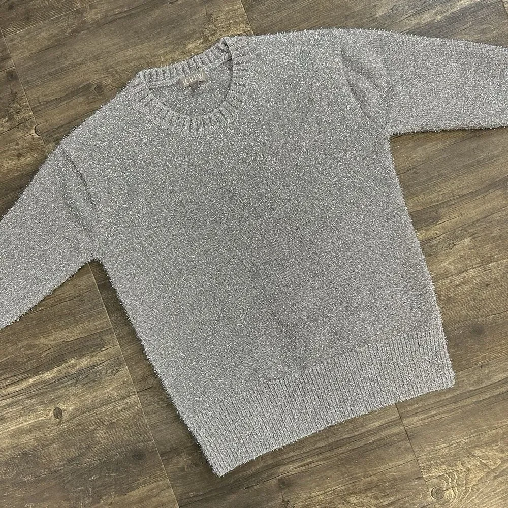 J. Crew Metallic Crew‎ Neck Sweater Women Size XS Silver Metallic (248)